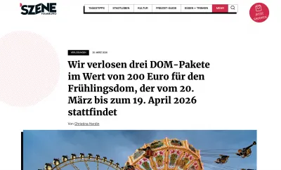 Szene Hamburg verloset drei exklusive DOM-Pakete im Wert von jeweils 200 Euro für den Hamburger Frühlingsdom 2026!